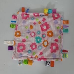 Taggies Fleece Security Blanket / Lovey with Silicone Tags Pink & Purple Floral